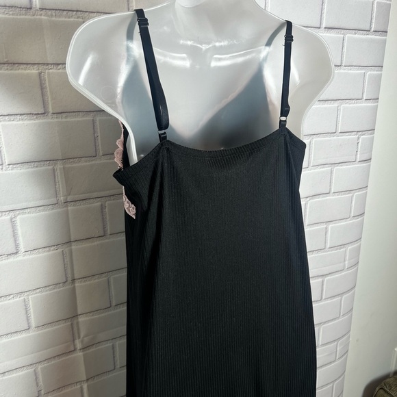 SPOILED ANGEL Black ribbed cami sleep strecth Dress with Pink Lace Trim/size M - Picture 5 of 13